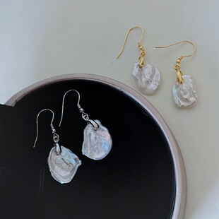 Zhuji freshwater pearl earrings special-shaped baroque earrings female French retro 925 silver pin petal earrings wholesale