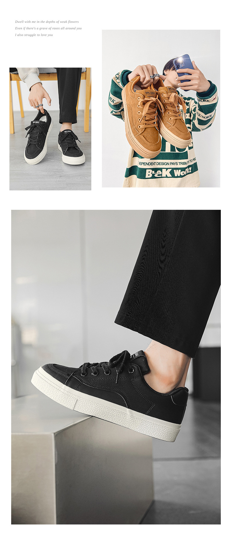 Sapatos masculinos de couro, elegantes e versáteis, casuais, com sola macia e cano baixo_voghion.com