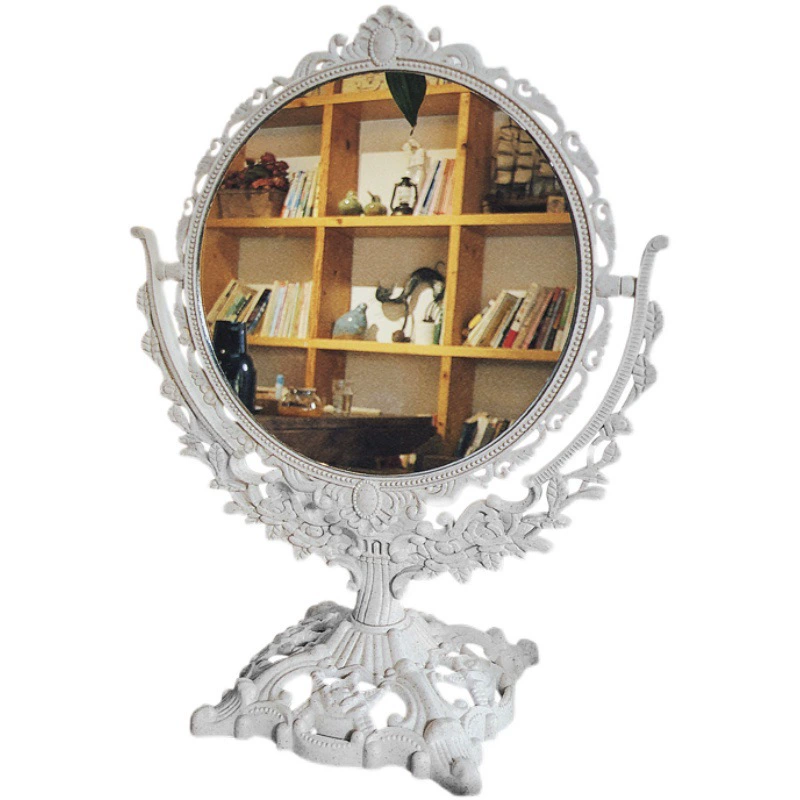 Girl Heart Ins Wind European retro makeup mirror desktop large mirror household rotating princess dressing mirror