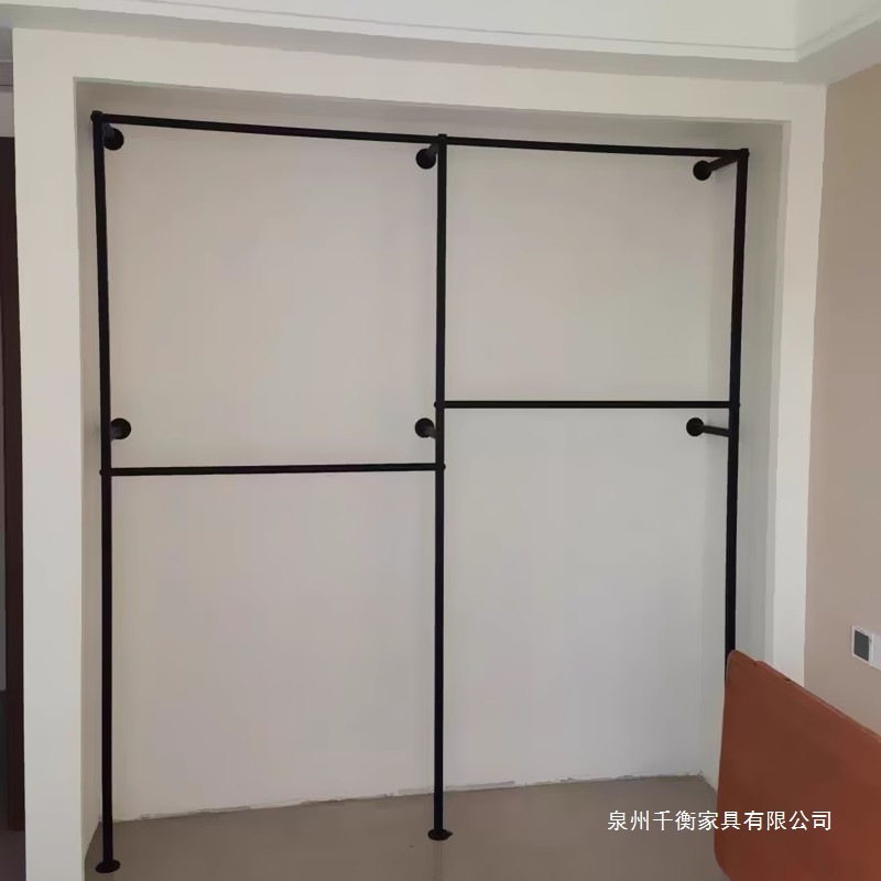 上墙壁挂式挂衣服架子服装店展示架双层挂衣杆家用卧室金属衣帽架|undefined