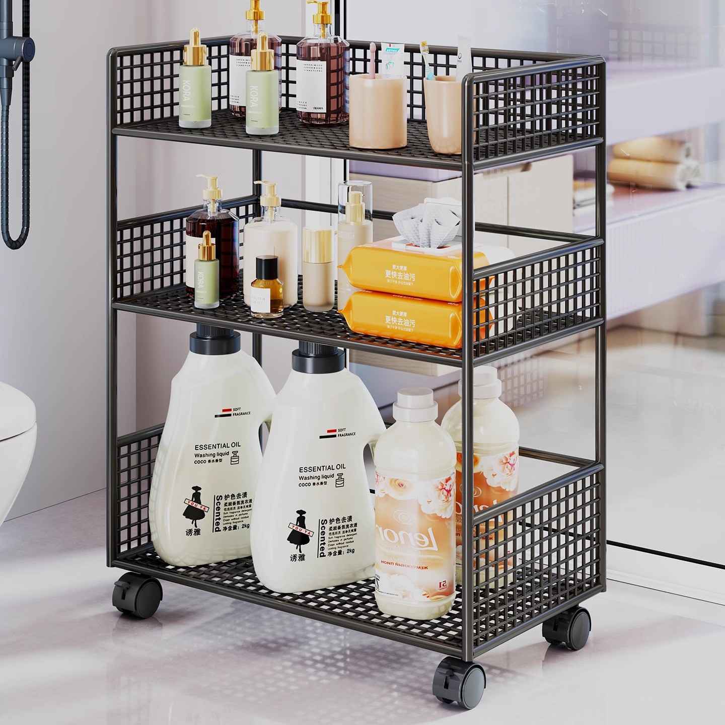 Estante Organizador Móvil de Baño de Hierro para Baño