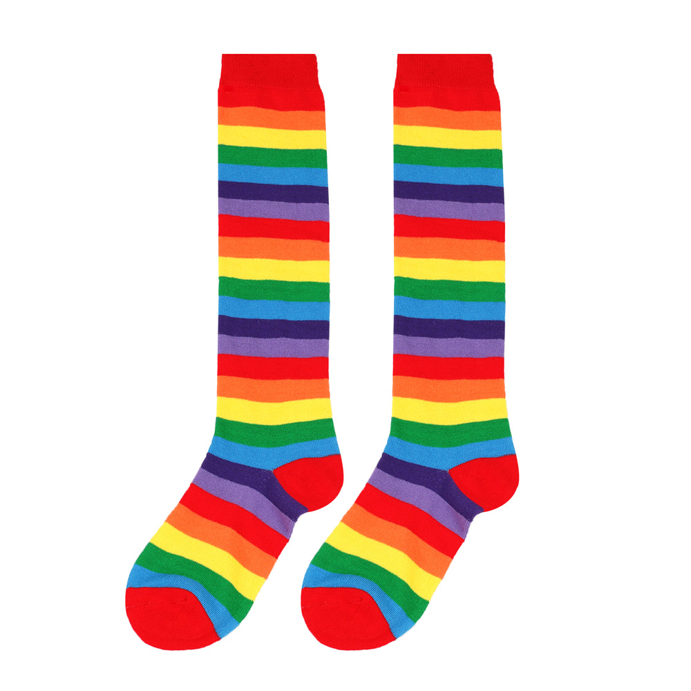 Unisex Mode Regenbogen Streifen Polyester Baumwolle Crew Socken Ein Paar display picture 7