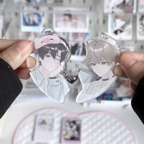 New "Forever in Eternal Night" themed DIY double heart magnetic acrylic keychain, a fan-made accessory