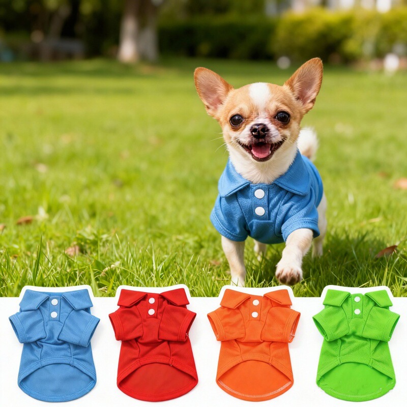 Pet Clothes Summer Dog Short-sleeved Polo Shirt Small Dog Teddy Corgi Clothes Cat Clothes Breathable Anti-lint
