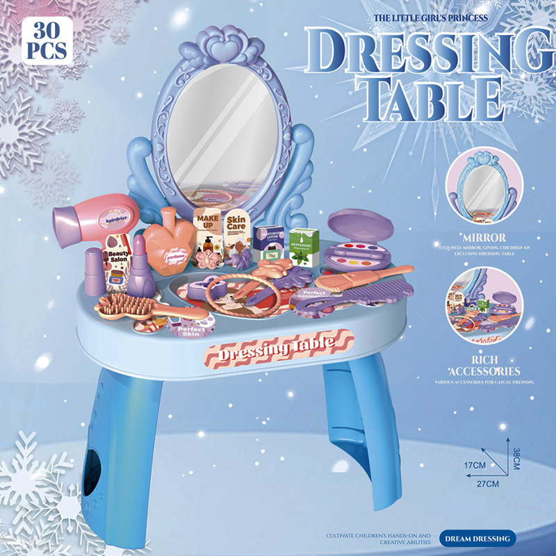 Mesa de maquillaje de casa de juegos transfronteriza simulación princesa niña tocador para niños joyería decoración conjunto de juguetes al por mayor