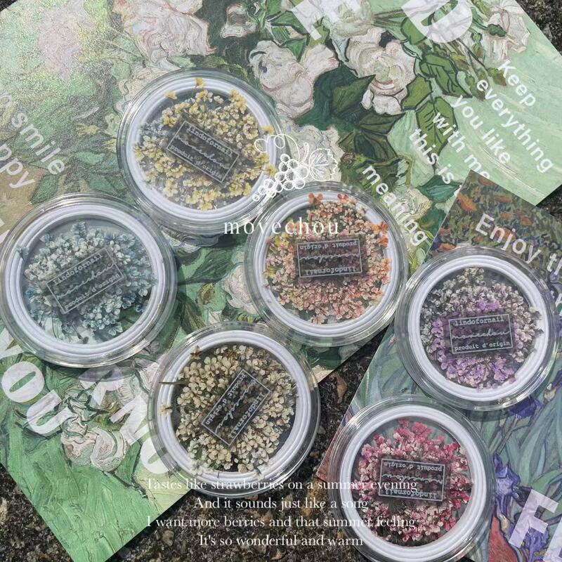 Japanese Style maison Same Style Flower Manicure Dried Flowers Morandi Color Lace Flower Manicure Decoration Nail Accessories