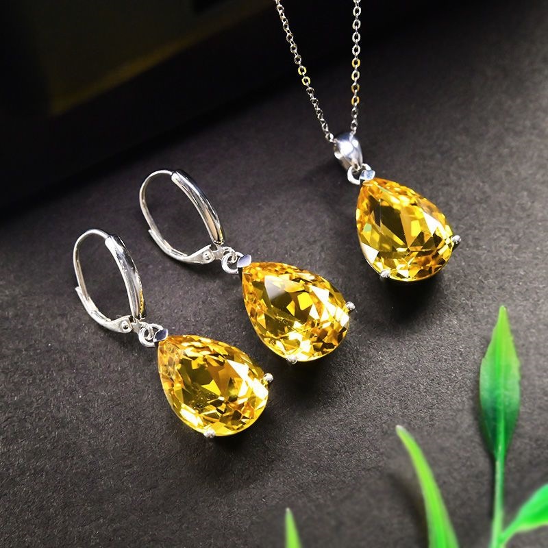 2026 Authentic Citrine Earrings, Simple and Fashionable, Versatile Drop Earrings, Elegant Women's Style, Simple and Versatile