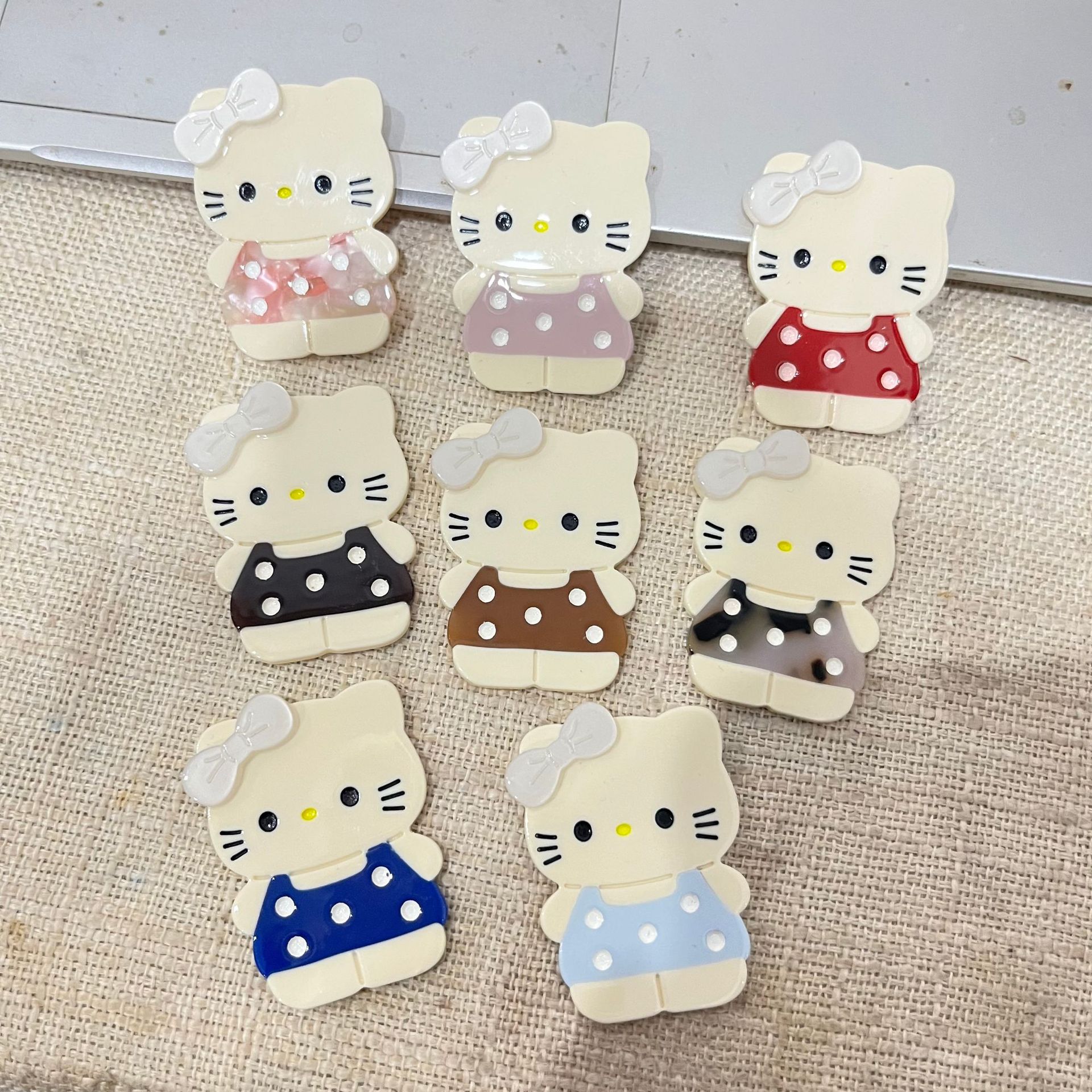 2025 Original New Cartoon Acetate Patchwork Hair Clip Cute Girl Kt Cat Duckbill Clip Small Hairpin Chanel Style