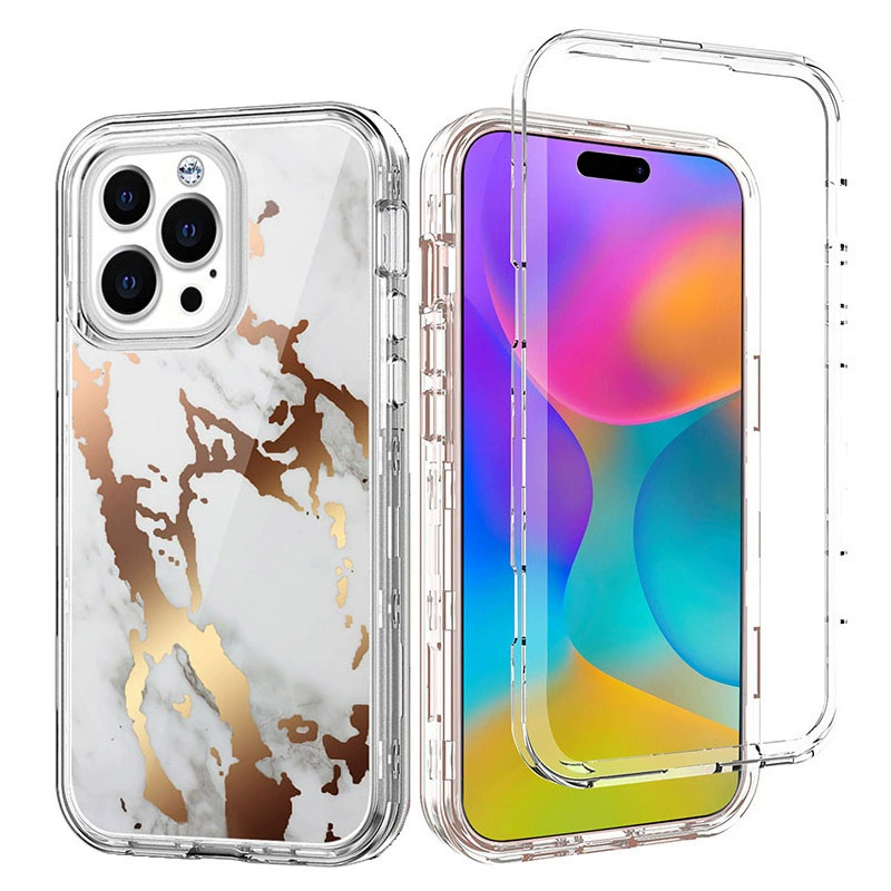 Совместимый с iPhone 17, чехол для телефона с мраморным покрытием Pro, 16 Pro Max, три в одном, защита от падений