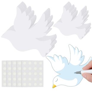 100Pcs/Pack Blank Peace Dove Decorative Cards Bulletin Board Decoration Paper-Cut Cards DIY Coloring Party Supplies