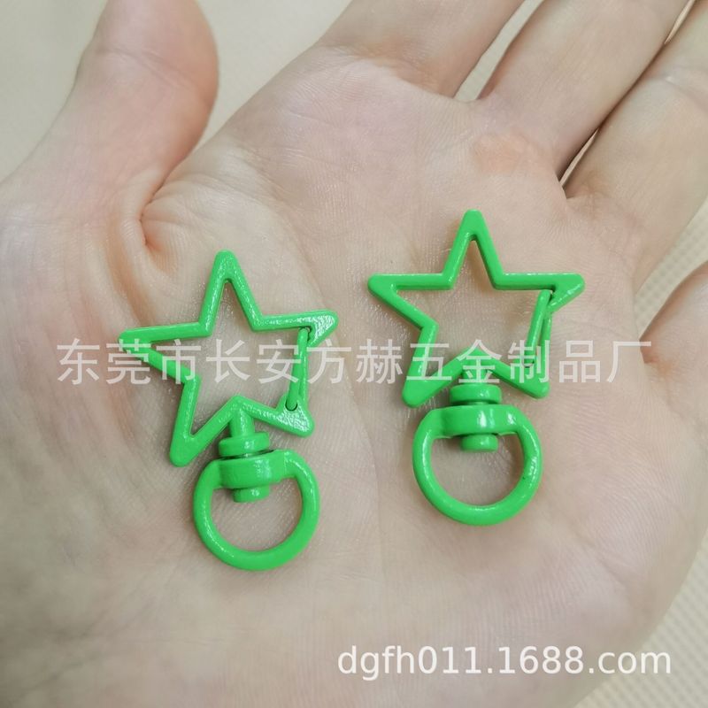 Diyアクセサリーのキーホルダーカラー塗装金属犬ボタン五角星形マスクチェーンキャンディー色キーホルダー|undefined