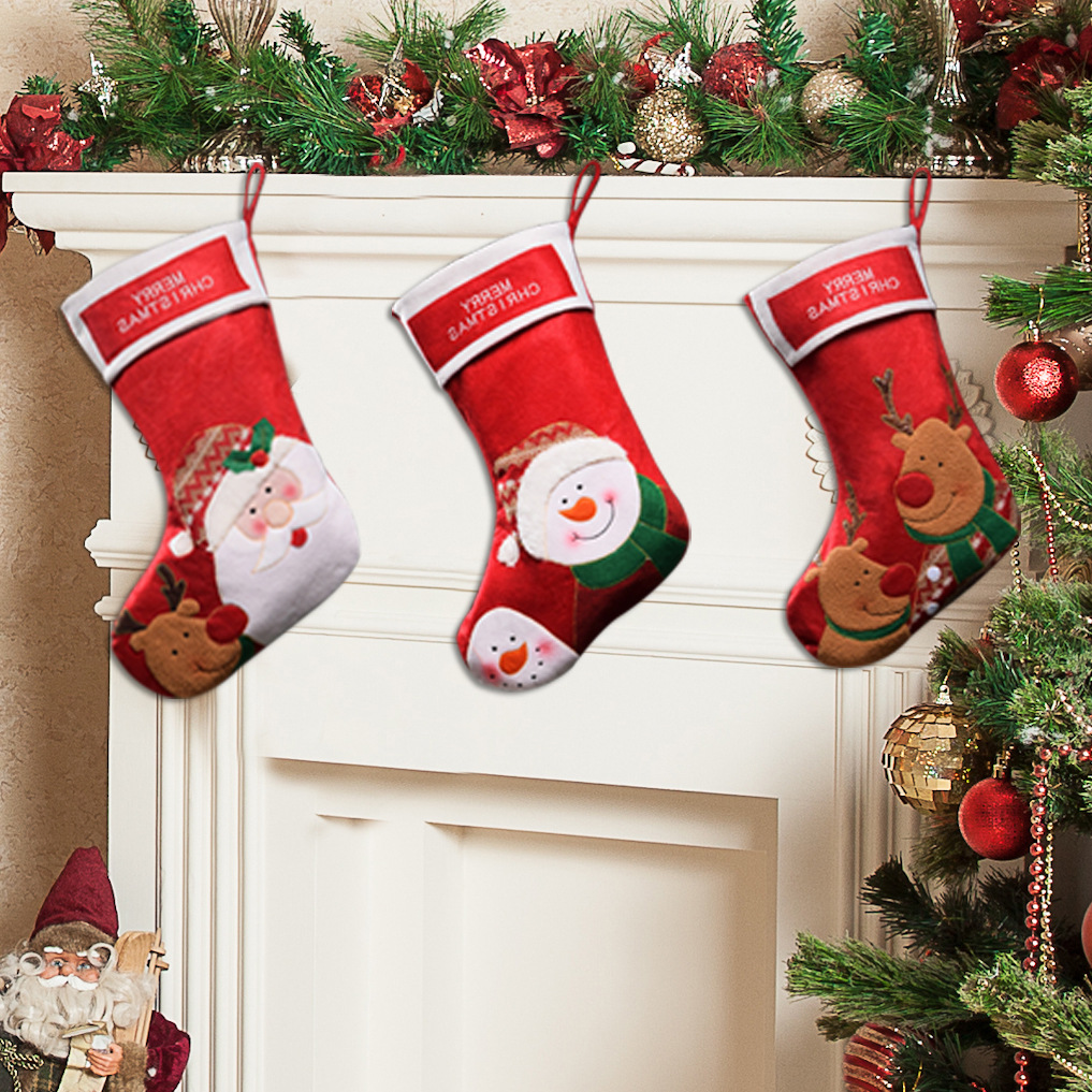 Medias navideñas transfronterizas Papá Noel muñeco de nieve alce estilo medias navideñas bolsas de dulces navideñas bolsas de decoración de ventanas