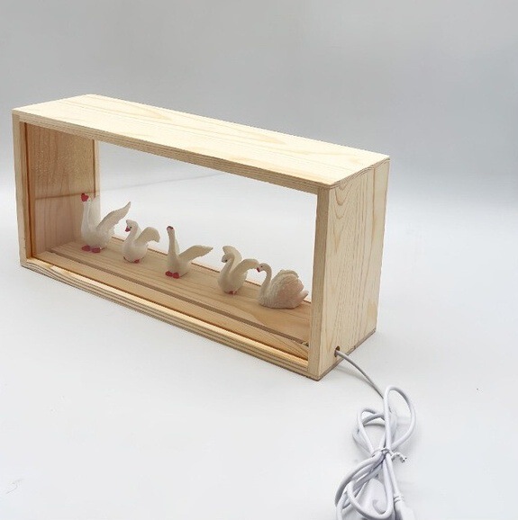 New Style Hollow Dried Flower Photo Frame with Light, Led Luminous Double-Sided Transparent Glass Frame, Creative Stereo Wooden Frame Night Light