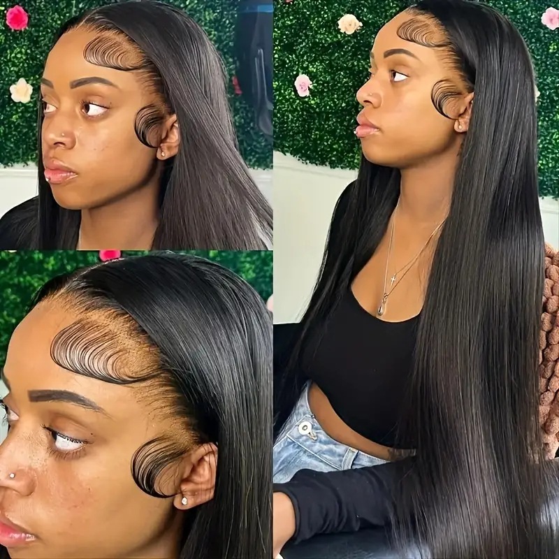 Long Straight Synthetic Lace Front Wig With Centre Parted Style_voghion.com