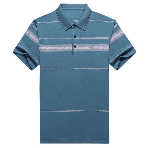 Dad's Summer Short Sleeve Collar T-Shirt for Men, Middle-Aged Gentleman, Ice Silk Half Sleeve, Outfit for Elderly Men, Grandfather's Upper Clothing