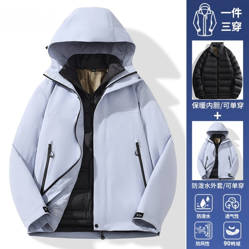 Chaquetas de montañismo y para actividades al aire libre para hombre y mujer, cortavientos e impermeables, conjunto de dos piezas 3 en 1, ropa de trabajo personalizada según normas nacionales. image 22