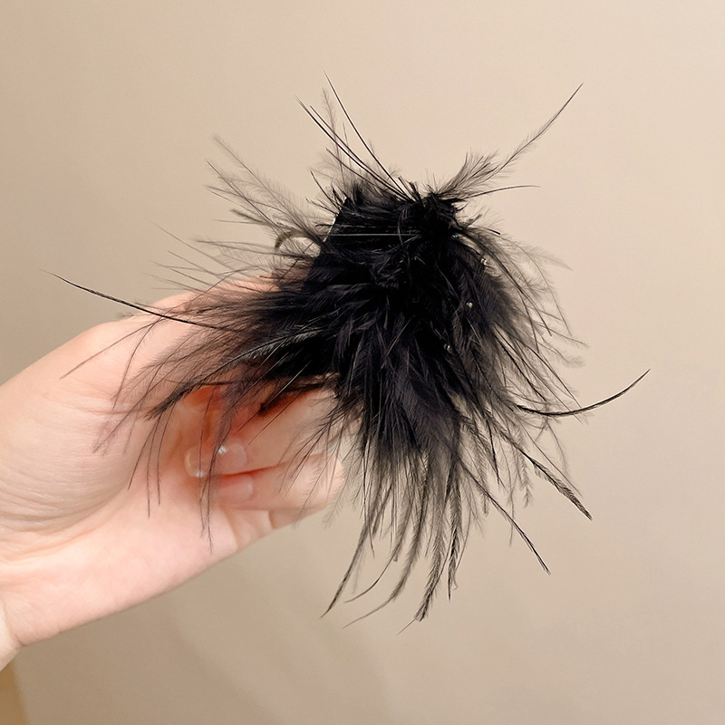Clip de agarre de pluma grande, parte posterior de la cabeza, medio atado, horquilla para el cabello, otoño e invierno femenino, temperamento de alta calidad, clip de tiburón, tocado, horquilla