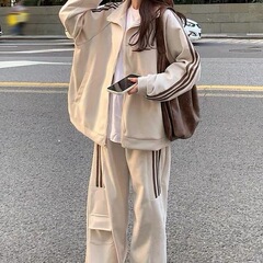 休闲运动套装女秋冬季学生韩版宽松显瘦卫衣跑步时尚外套两件套潮