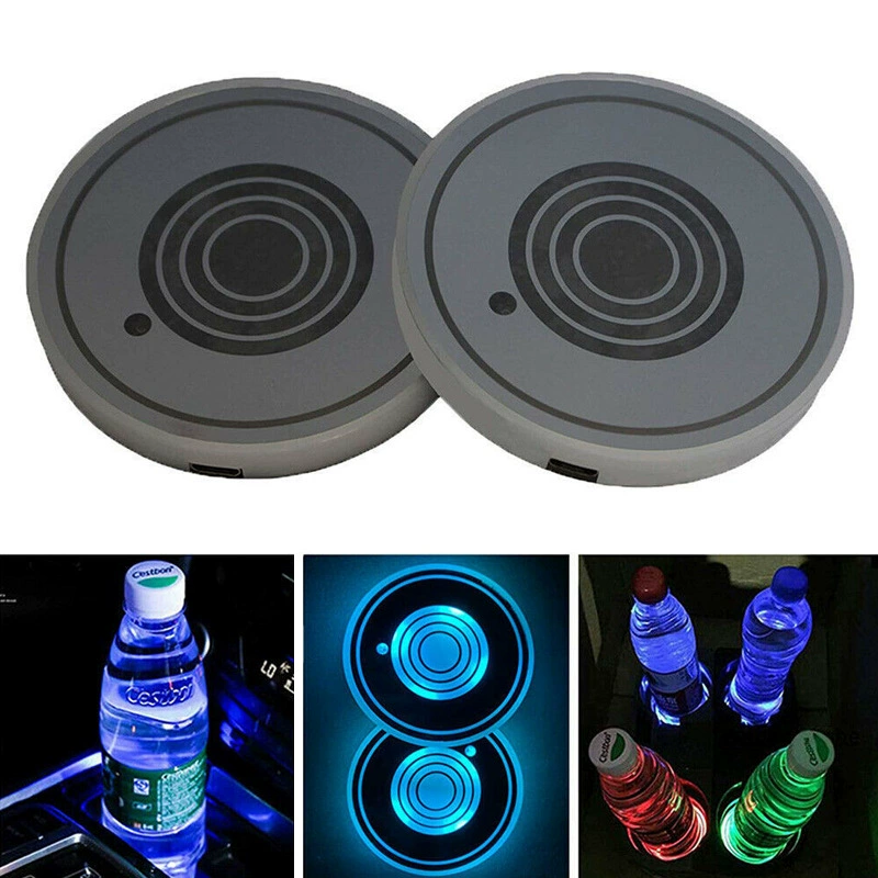 Светящийся автомобиль светодиодная подставка для воды коврик нескользящие коврики для автомобиля центрального управления USB красочный индукционный светильник Акриловые