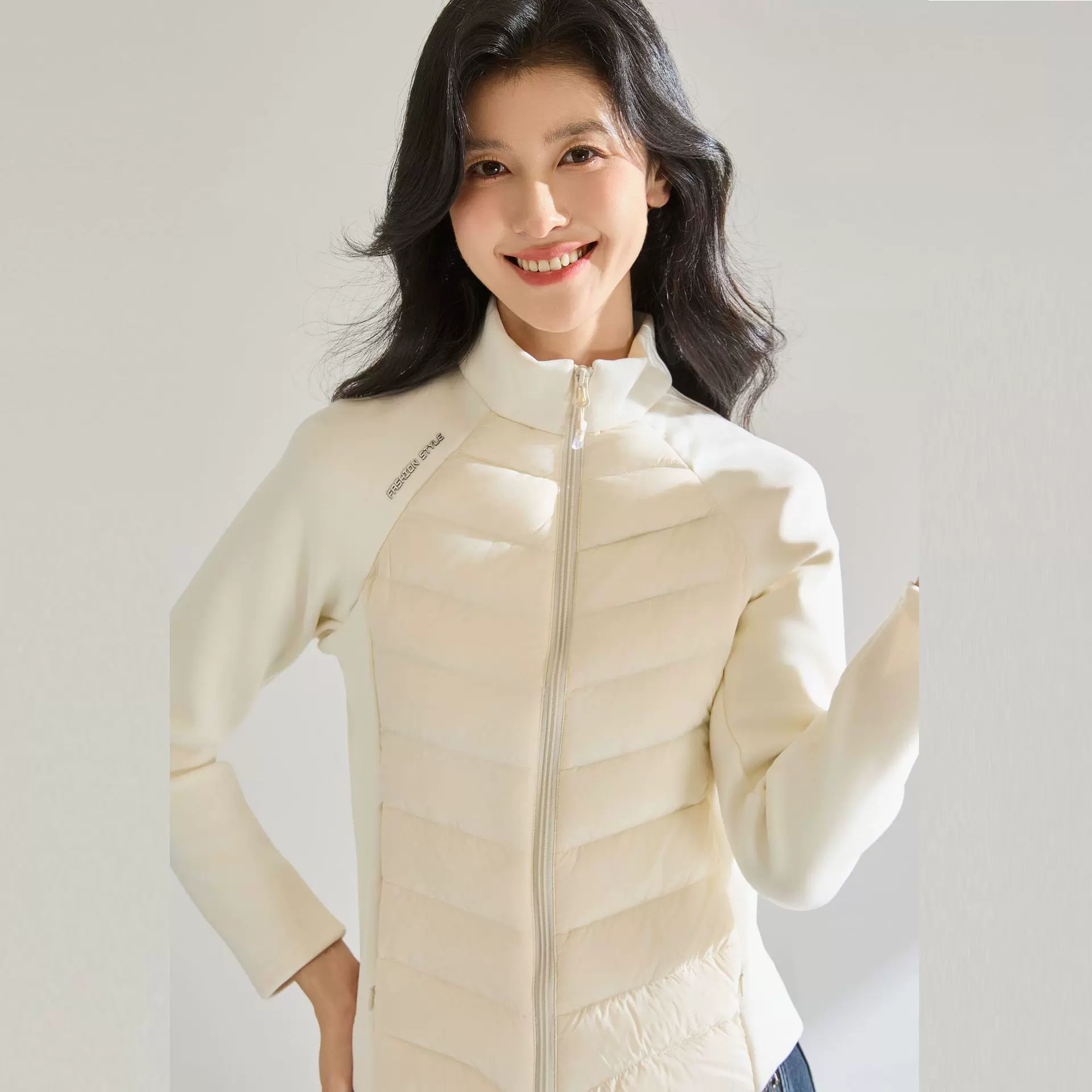 25冬新羽绒服运动修身轻薄羽绒服女短弹力针织拼接内胆外套22716