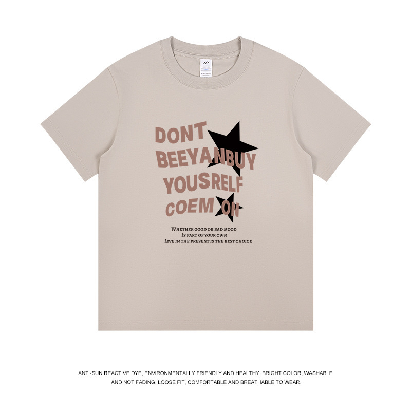 夏のメンズプリント新作半袖Tシャツ、アメリカンレトロ純綿ゆったりトップス、トレンドブランドストリートTシャツ|undefined
