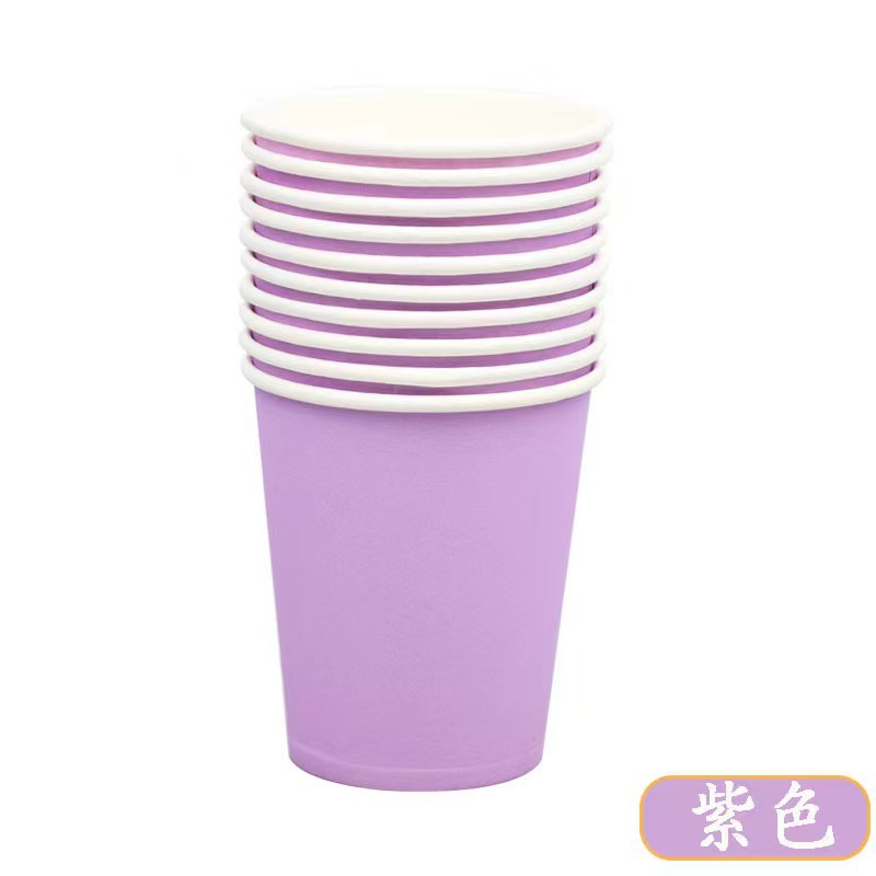 Decoración de la fiesta de picnic tazas novedosas de color sólido con rayas de cumpleaños suministros de tazas de papel desechables coloridas