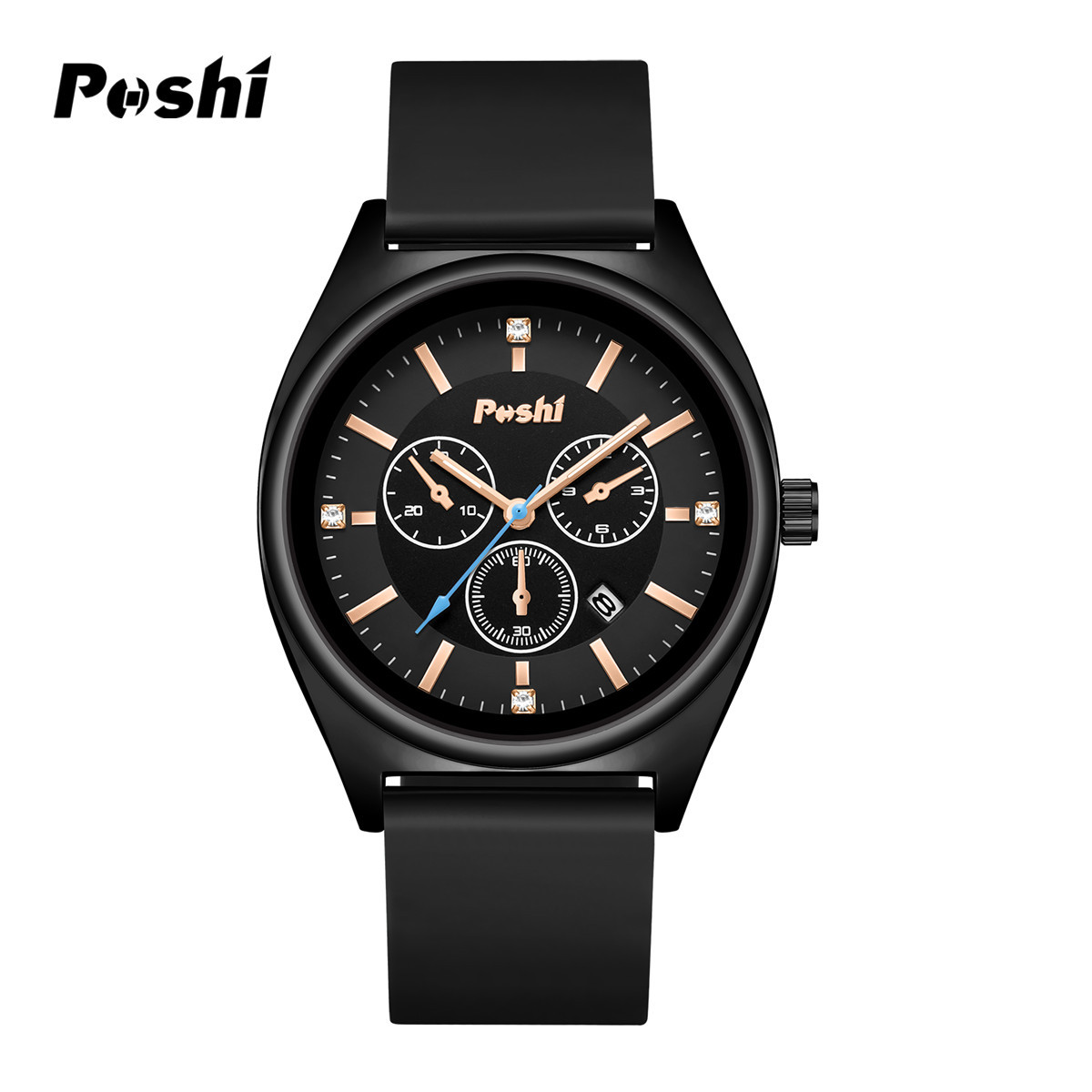 Reloj POSHI para mujer, transmisión en vivo transfronteriza, moda WATCH, calendario de cinta de silicona impermeable, reloj de cuarzo