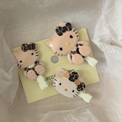 秋季新款咖色系豹纹猫咪无痕发夹日系甜美风少女碎发发卡发饰批发