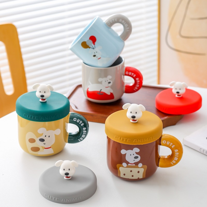 Tazas de agua de cerámica de dibujos animados creativos tazas de agua con tazas de café lindas tazas de regalo de cumpleaños para niños