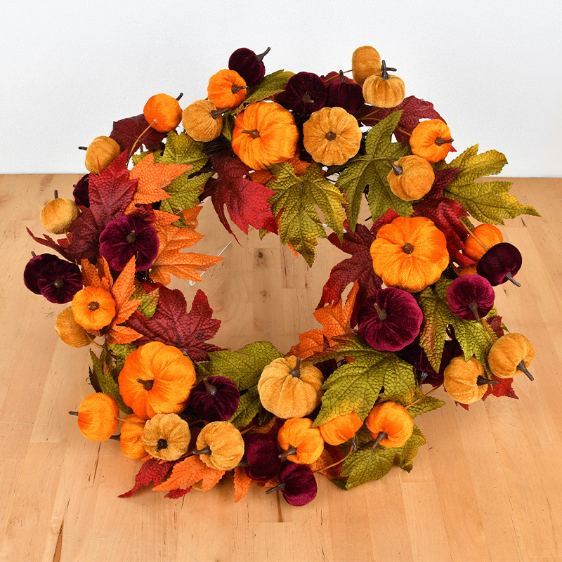 ハロウィーン装飾カボチャ花輪秋紅葉花輪藤輪壁家庭装飾豊作節掛け飾り扉掛け|undefined