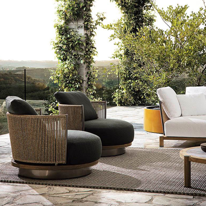Sofá al aire libre patio villa de alta gama a prueba de lluvia y protección solar al aire libre vidana villa balcón hotel muebles de jardín