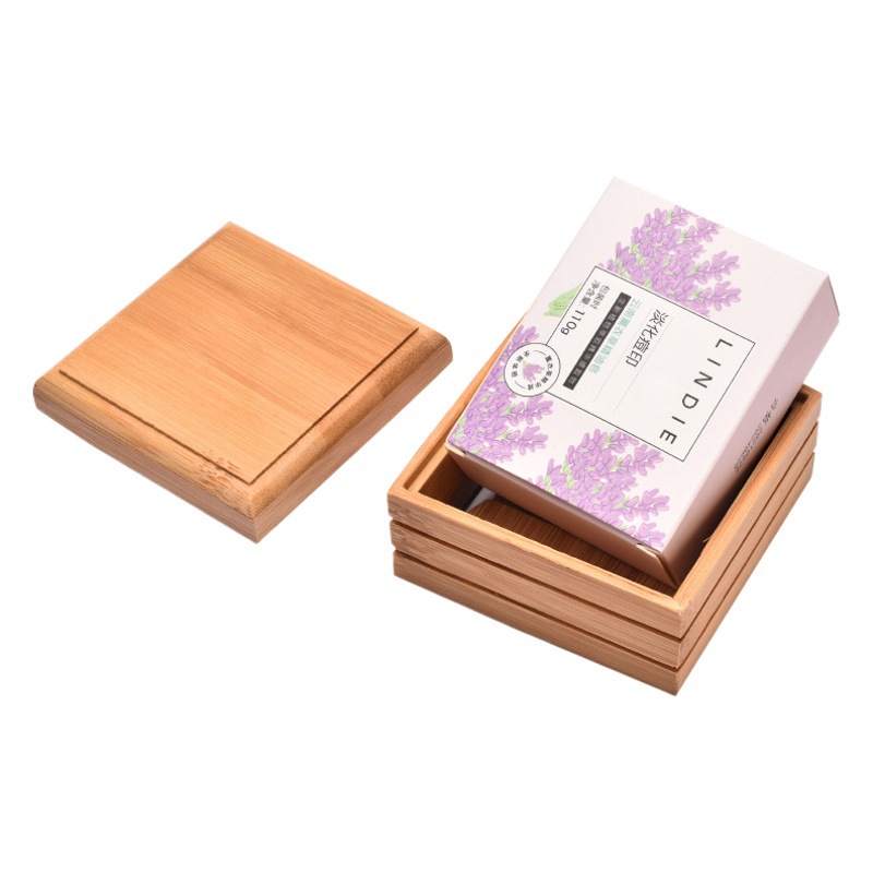 Amazon soap box wholesale non-water bamboo wood hotel bathroom soap tray lettering household simple draining soap box