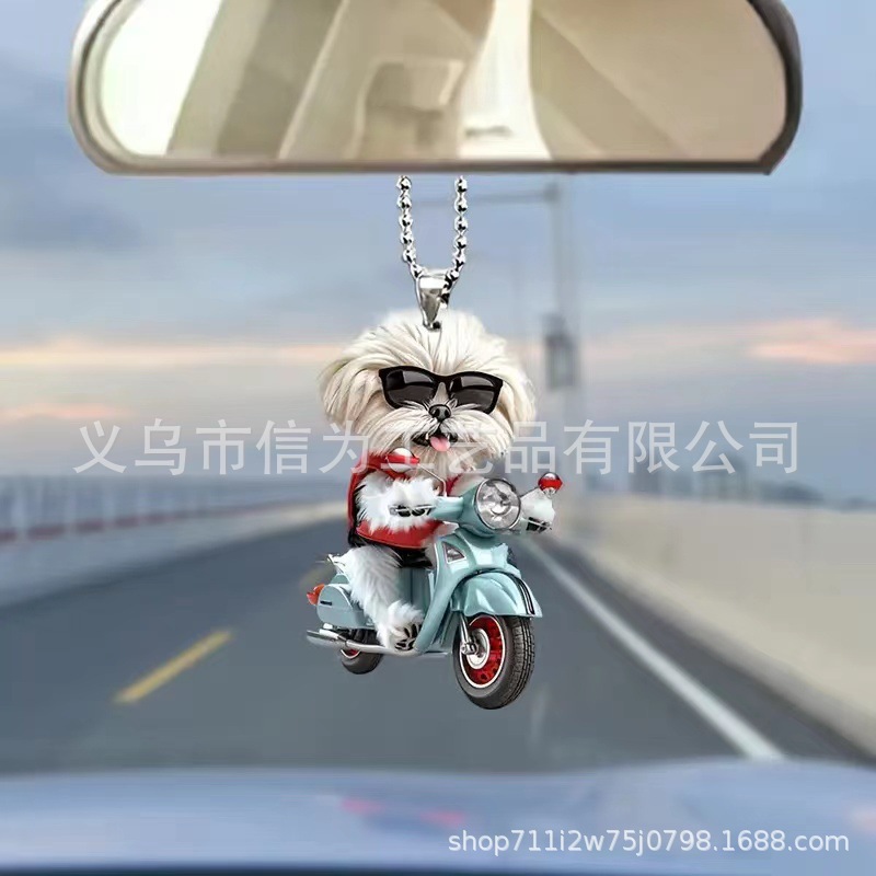 Cross-border nuevo creativo 2D lindos perros de peluche cachorro hombre mochila colgante acrílico colgante de automóvil