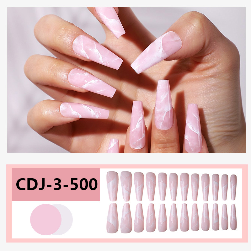 Millones de puntos venta directa patrón de mármol transfronterizo armadura portátil rosa manicura falsa armadura portátil desmontable de longitud media