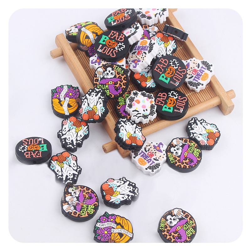 Creativo DIY artículos para bebés caricatura Halloween joyas de silicona pezón cadena de dientes molares accesorios de pulsera de goma de diente