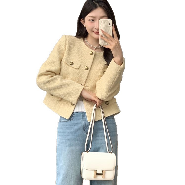 黄色短款小香风外套女2025年新款季冬新款高级感宽松百搭上衣夹克|undefined