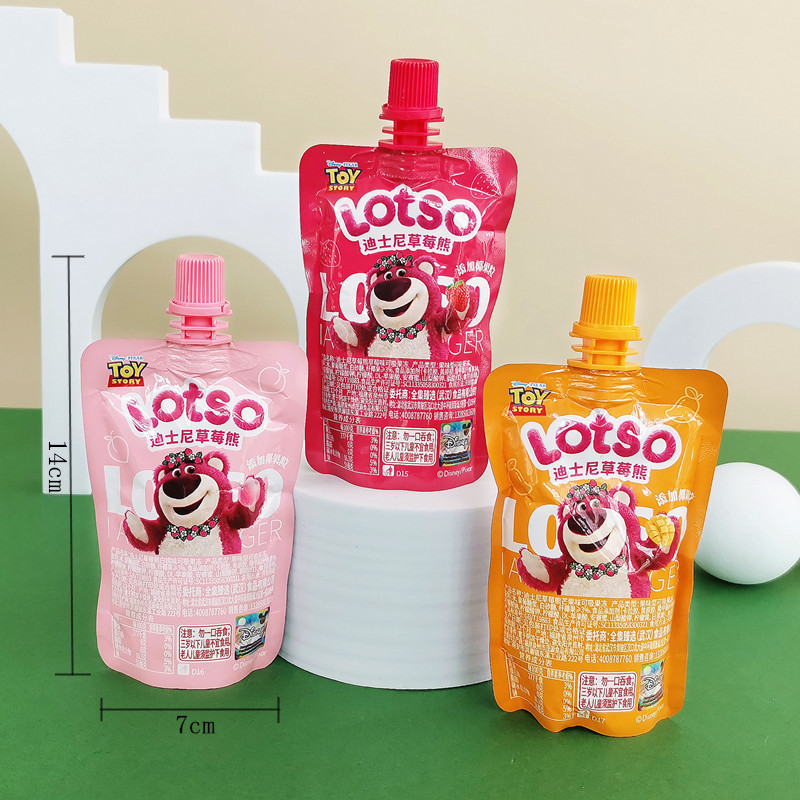 Disney/Ni Strawberry Bear White Peach Flavored Sucking Jelly, Futo Town—Multi-Flavor Kids' Internet-Famous Snack for Gifts and Souvenirs