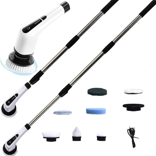 Seven-in-One Wireless Electric Cleaning Brush with Long Handle and Telescopic Design | Electric Spin Scrubber