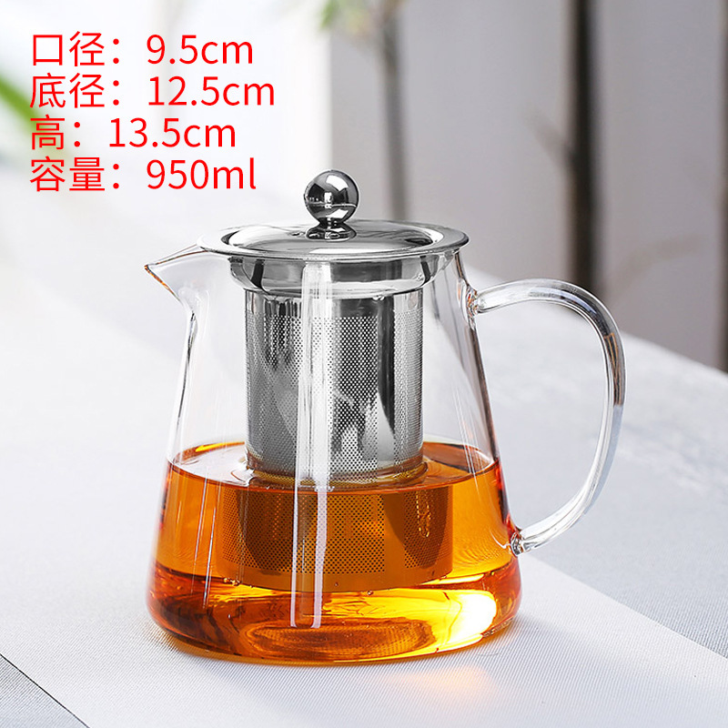 Tetera de vidrio juego de té de filtro de acero inoxidable tetera de vidrio de borosilicato recta olla de fugas de acero de gran capacidad olla Triángulo