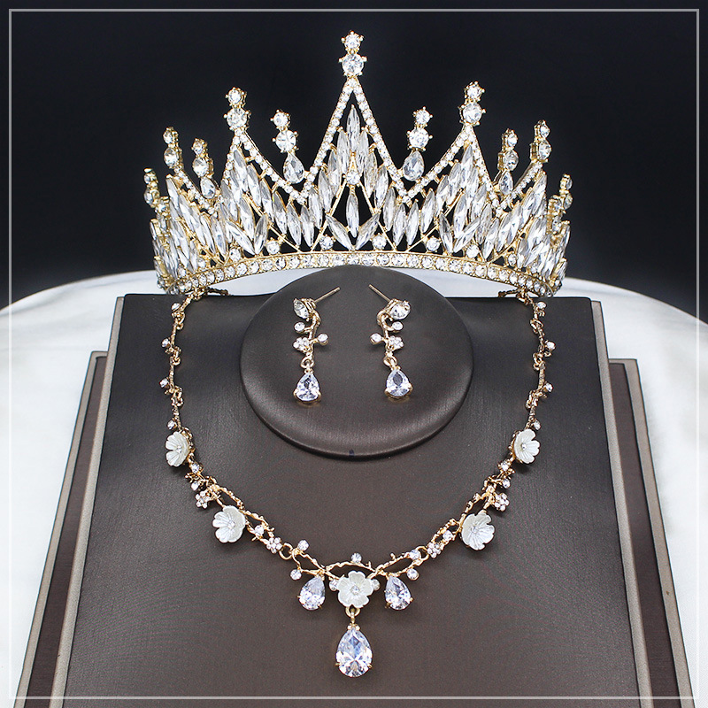 Bride Headpiece 2021 New Wedding Crown Style Crown Feel Grand Princess Wedding Gown Accessory Set of Three Crowns
