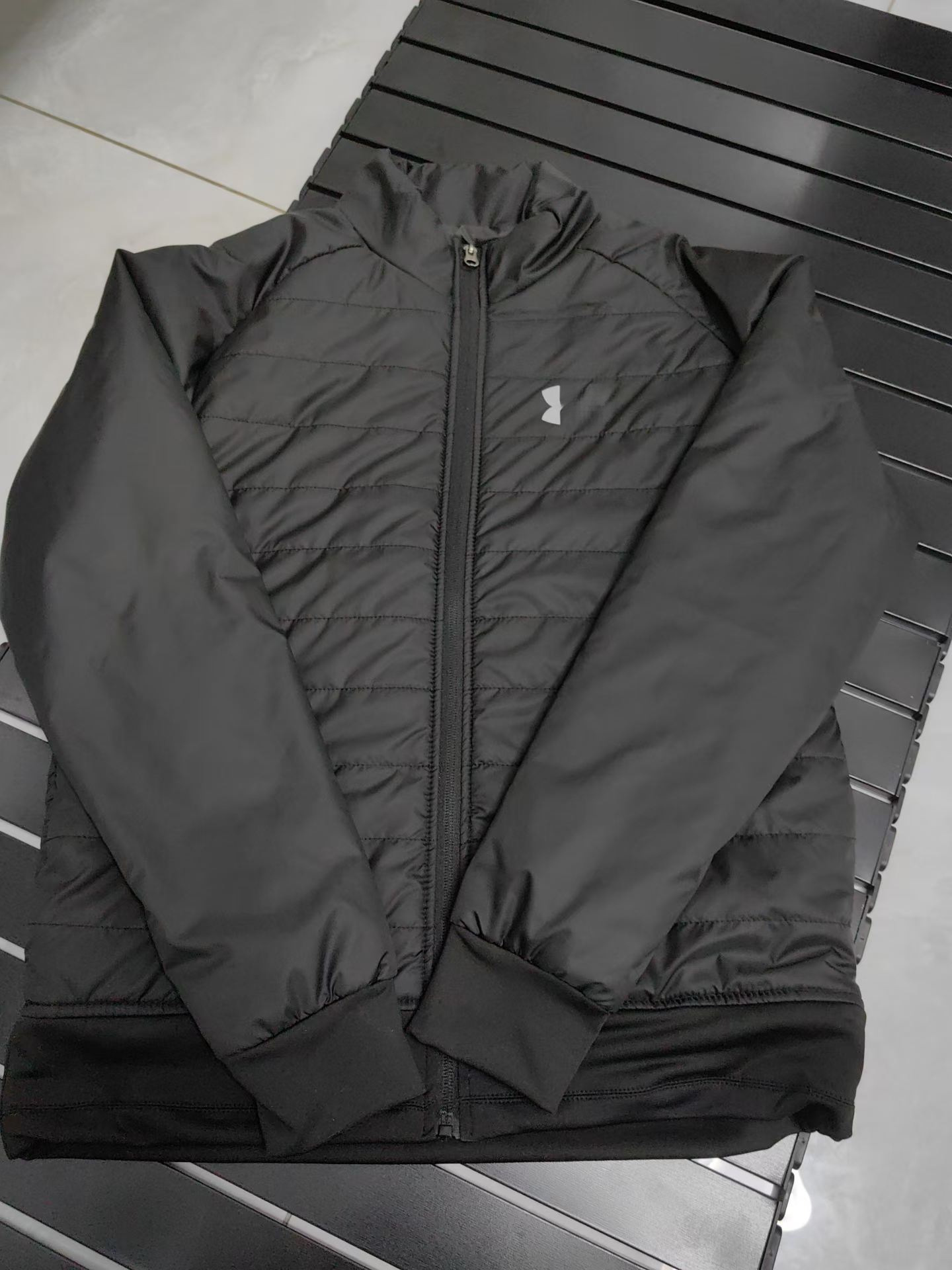 New men's cross-border sports warm stand-up collar jacket, woven long-sleeve zippered reflective lightweight down cotton jacket