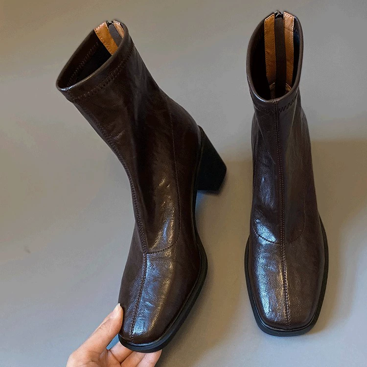 Martens, retro elastic low boots, genuine leather