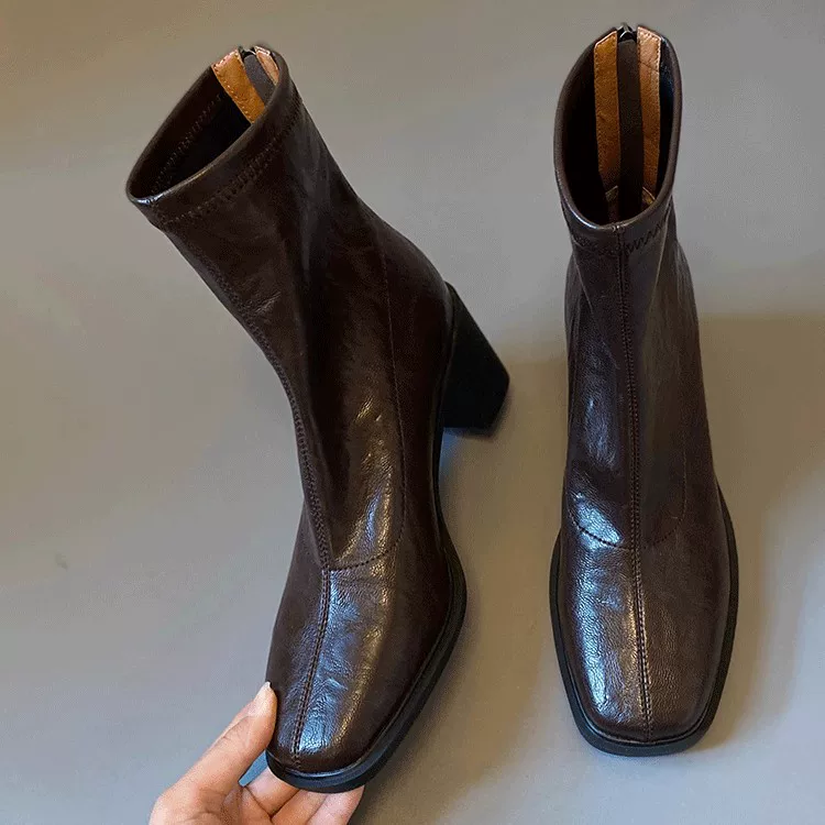 Martens, retro elastic low boots, genuine leather