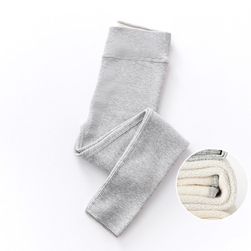 秋冬モデルのベルベットは9分のズボンを厚くして、子供の腰が高くて腹が立って痩せているズボンの外に羊のベルベットのズボンを着ている