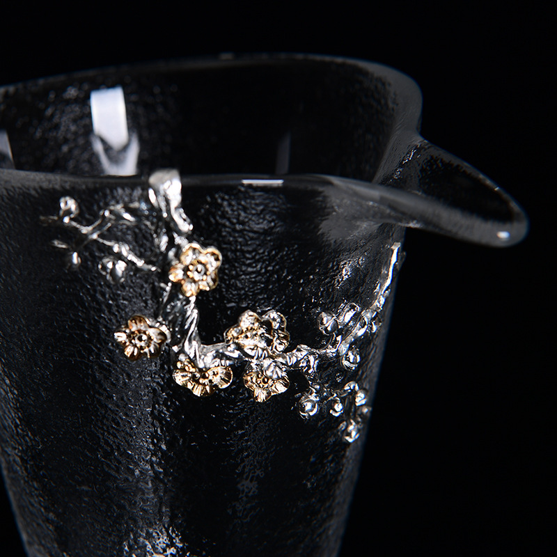 Estilo chino estilo nacional juego de té de cristal traje de plata con incrustaciones de Kung Fu taza de té dos ollas dos tazas taza de té Cuenco primavera Festival regalo traje