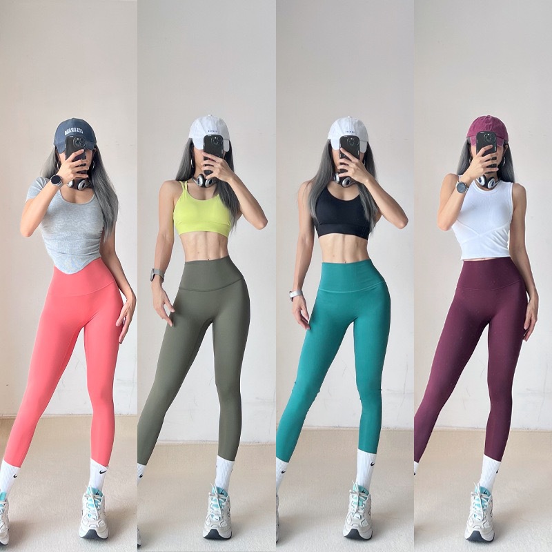 Primavera y otoño pantalones de yoga secado rápido cintura alta sin líneas embarazosas leggings de yoga entrenamiento deportivo pantalones de nueve puntos