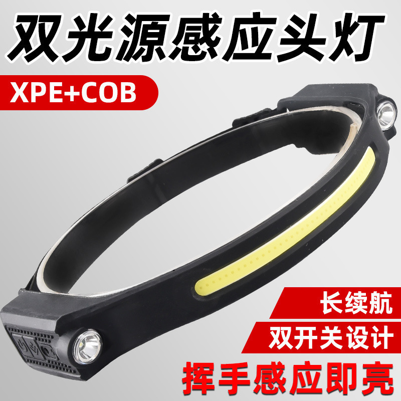 New wave sensing COB headlamp LED silicone portable red light running small headlamp outdoor headlamp