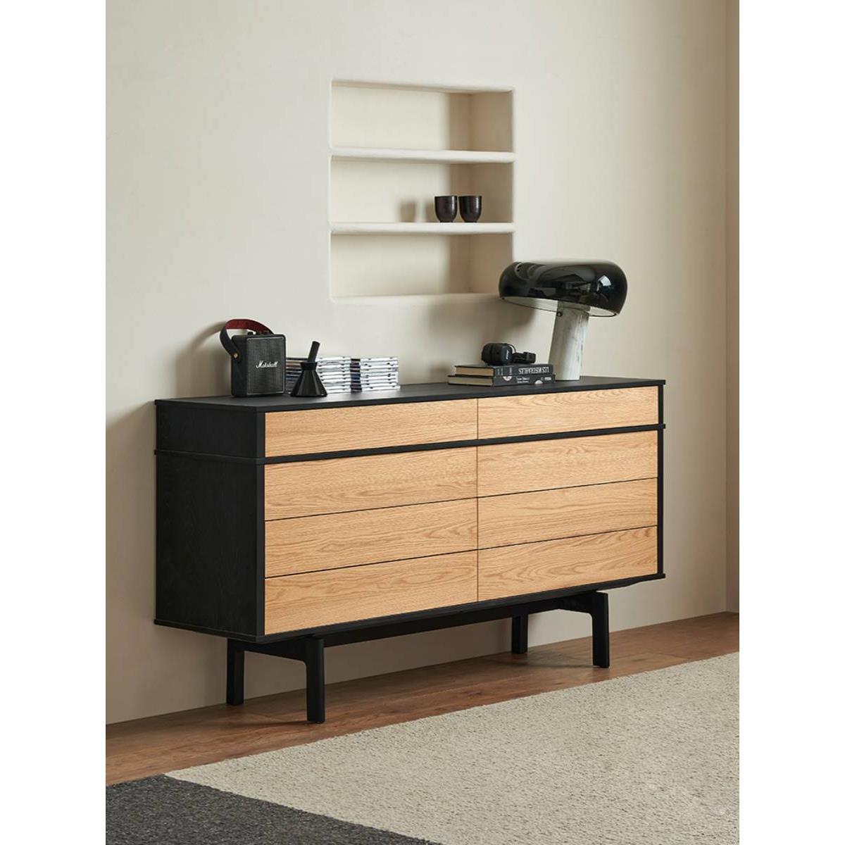 Yg-665 Scandinavian Retro Eight-Drawer Cabinet Living Room Italian Normcore Bedroom Solid Wood Wall Storage Sideboard Cabinet