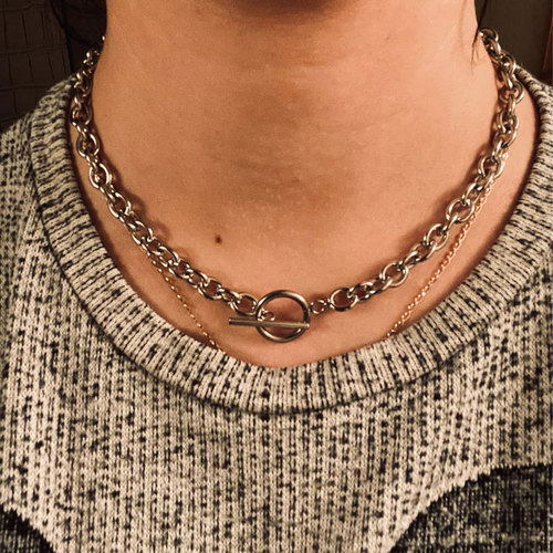 Amazon Hot Selling Cross-border Accessories Personalized Thick Chain Necklace European and American Street Fashion OT Hook Stackable Clavicle Chain 