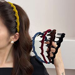 带齿植绒布波浪发箍2025秋冬新款洗脸高颅顶发箍简约出片女头饰